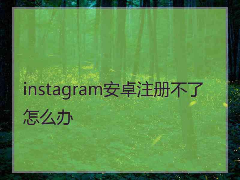 instagram安卓注册不了怎么办