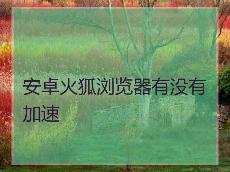 安卓火狐浏览器有没有加速